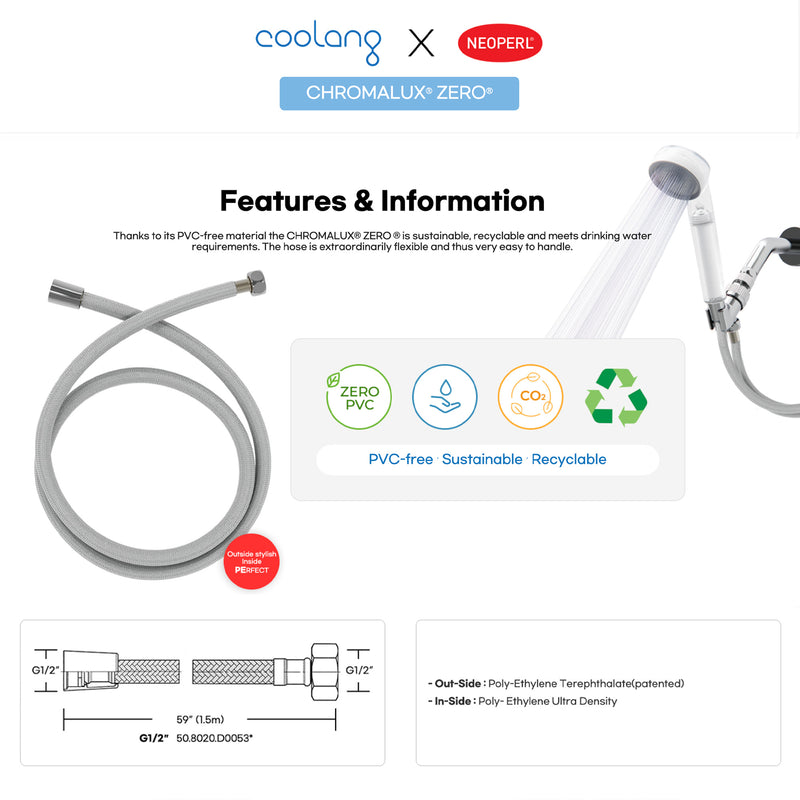 COOLANG Dual Filteration Shower Filter with Handhead & Hose All-in-One Installation DIY Kit, Sediment & Vitamin Shower Filter with High Pressure Flow, CEC approved, NSF / RoHS Certified
