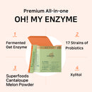 O! MY ENZYME Fermented Enzyme Supplement Powder Sticks with Probiotics for Healthy Digestion Immune Support, Amylase Protease Beta-carotene, SOD, Anti-oxidant Enzymes Digestive Supplement, 30 Sticks