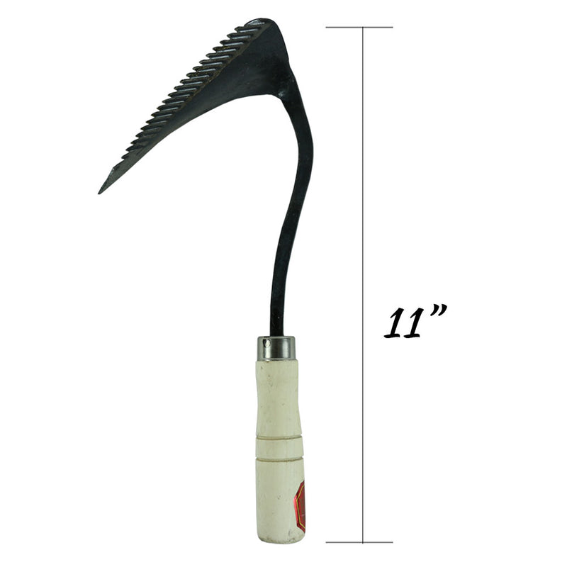 The Elixir Eco Green Premium Hand Forged Hand Plow Hoe Korean Style Gardening Hand Tools for Best Organic Gardening & Horticulture, Upgraded Saw-Type Blade