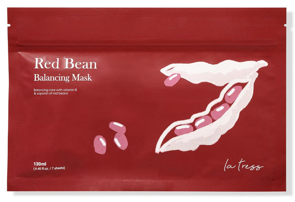 LA TRESS Red Bean Soothing Korean Face Mask, Korean Beauty Skin Care (7 Sheets)