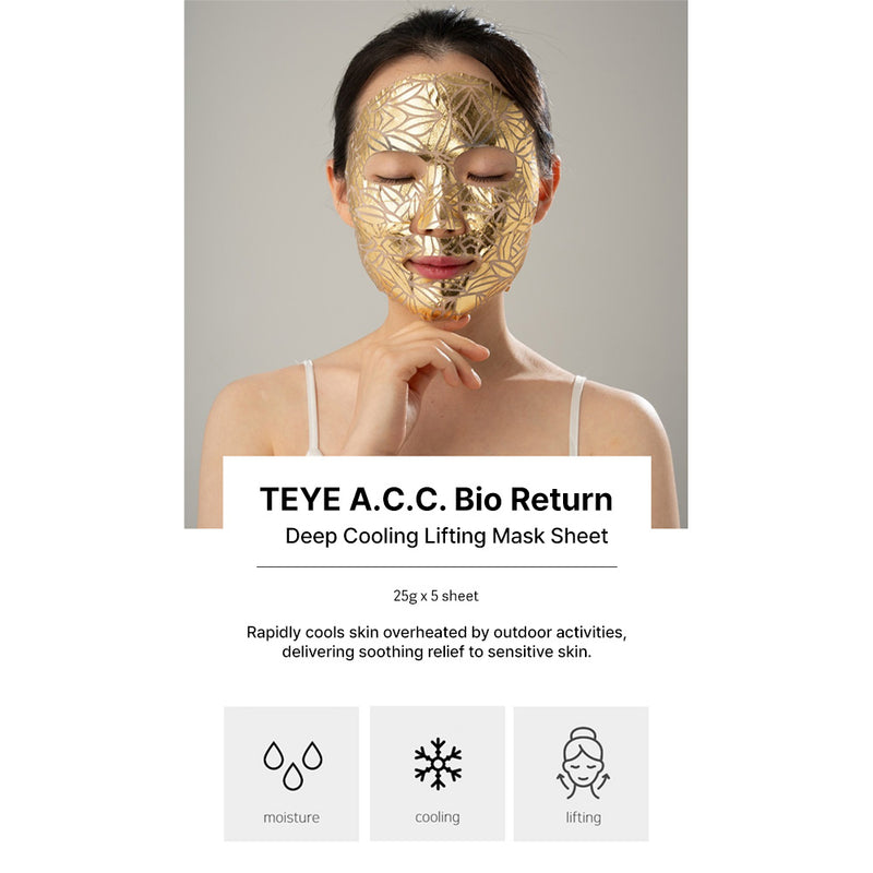 TEYE A.C.C. Bio Return Deep Cooling Lifting Mask – Bio Firming & Anti-Wrinkle Sheet Mask with Diospirin for Hydrating, Moisturizing, Elasticity, Radiance, and Revitalizing Glow
