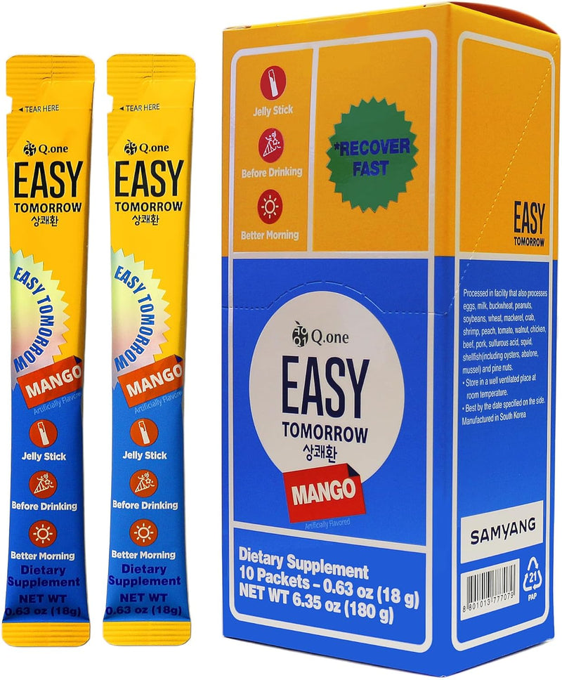 Easy Tomorrow Jelly Stick Before & After Drink, Morning Relief, Feel Fresher & Better Energy, Wake Up Clear (Mango Flavor, 10 Sticks)