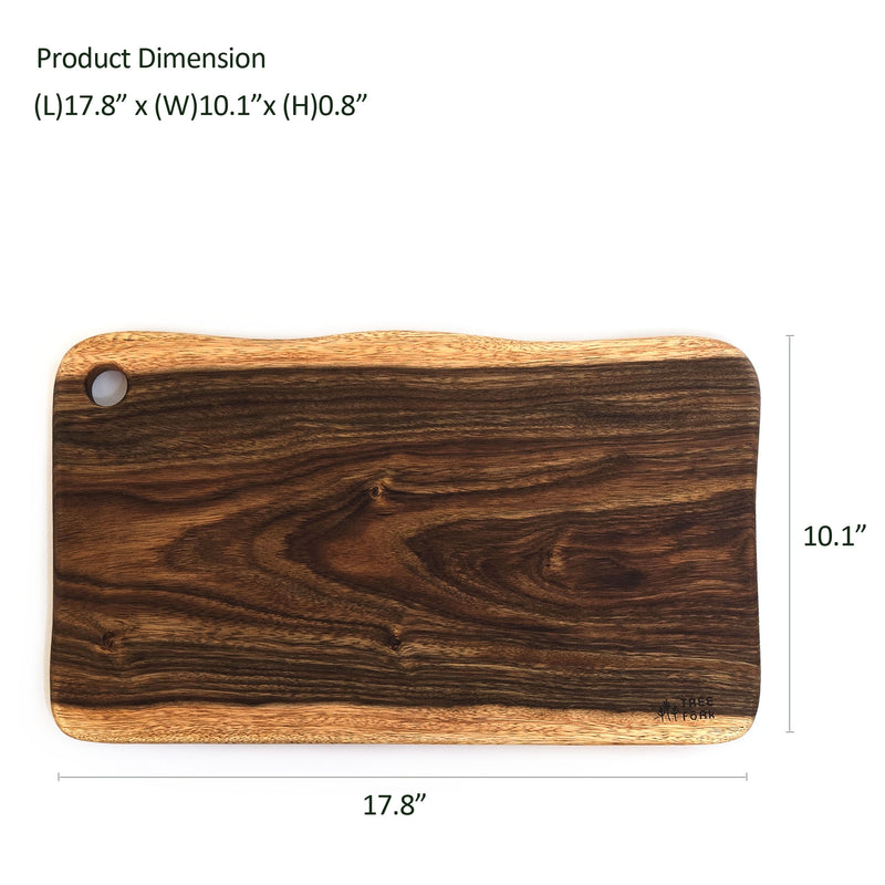 TREE FORK Hand Carved Soild Weru Wood Cutting Board One Piece No Glue FSC-Certified Wooden Cutting Board Block Reversible Double Size Butcher Block, Charcuterie Serving Board, Cheese Board