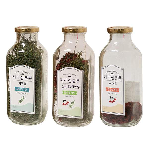 Tomnada Korean Wine Home Making Kit, 100% Natural Cornelian Cherries / Lespedeza Cuneata Winemaking & Brewing Kit, DIY Fruit Herb Wine Making Starter Kit Ingredient in Glass Bottle