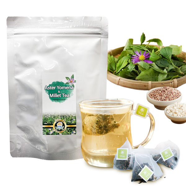 Gurye Uncle Aster Yomena & Millet Tea, Korean Traditional Healthy Herbal Tea Bags - High in Protein, Fiber, Calcium, and Potassium - Produced in Gurye, Korea (10 Herbal Tea Bags)