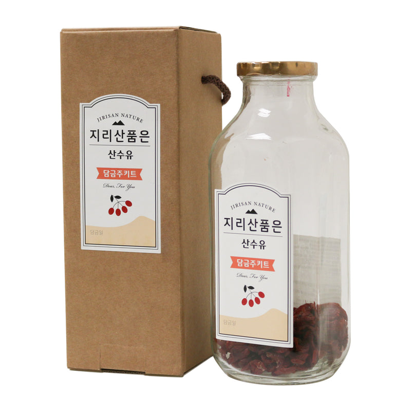 Tomnada Korean Wine Home Making Kit, 100% Natural Cornelian Cherries / Lespedeza Cuneata Winemaking & Brewing Kit, DIY Fruit Herb Wine Making Starter Kit Ingredient in Glass Bottle