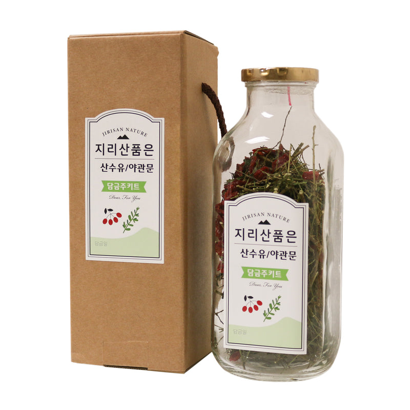 Tomnada Korean Wine Home Making Kit, 100% Natural Cornelian Cherries / Lespedeza Cuneata Winemaking & Brewing Kit, DIY Fruit Herb Wine Making Starter Kit Ingredient in Glass Bottle