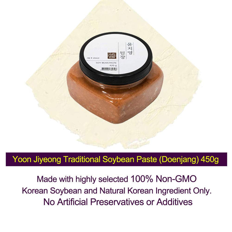 Korean Traditional 100% All Natural Fermented Soybean Paste 450g (Doenjang), Red Pepper Chilli Paste 450g (Gochujang), Soy Sauce 500ml (Ganjang) Set, Non-GMO, Gluten-Free