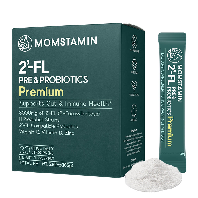 MOMSTAMIN HMO(Human Milk Oligosaccharides) Super Prebiotics and Probiotics for Women, Men : Immune Digestive Supplement | HMO Probiotics | HMO Supplement | Prebiotics Powder | IBS Relief - 30 Packets
