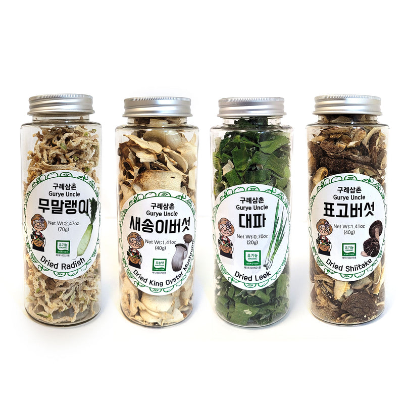 Gurye Uncle 100% Korea Natural Dehydrated Vegetable Flakes Cut & Sifted in Reclosable Bottle, Pack of 4