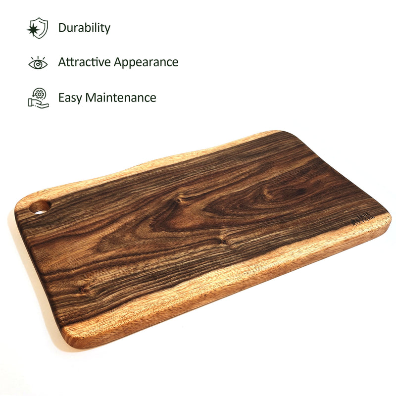 TREE FORK Hand Carved Soild Weru Wood Cutting Board One Piece No Glue FSC-Certified Wooden Cutting Board Block Reversible Double Size Butcher Block, Charcuterie Serving Board, Cheese Board