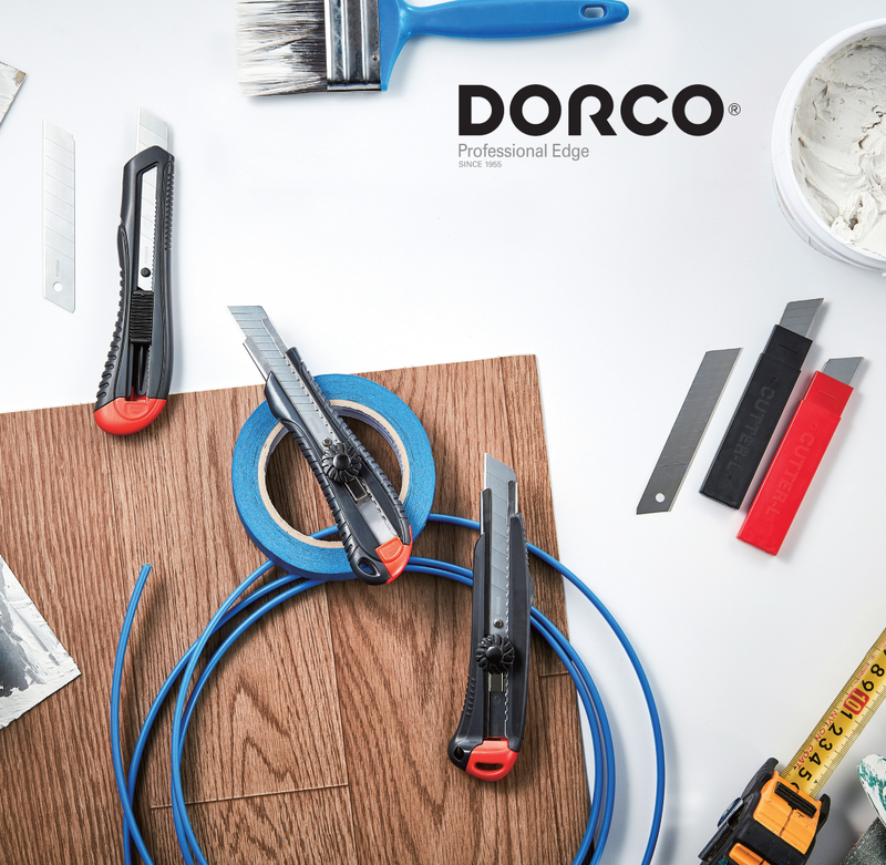 10 Pcs, DORCO Professional Quality Utility Box Cutter Knife S302 - Solid Screw-Lock Safety System, Large Design, Retractable, Built-In Snap-Off Tool, Replaceable Carbon Steel Blade - 18mm