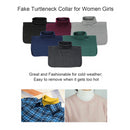 Set of 4, Women Girls Causal Cotton Collar Neck Dickey False Korean Turtleneck Half Top Faux Fake Collar (Maroon, Light Gray, Navy, Dark Green)