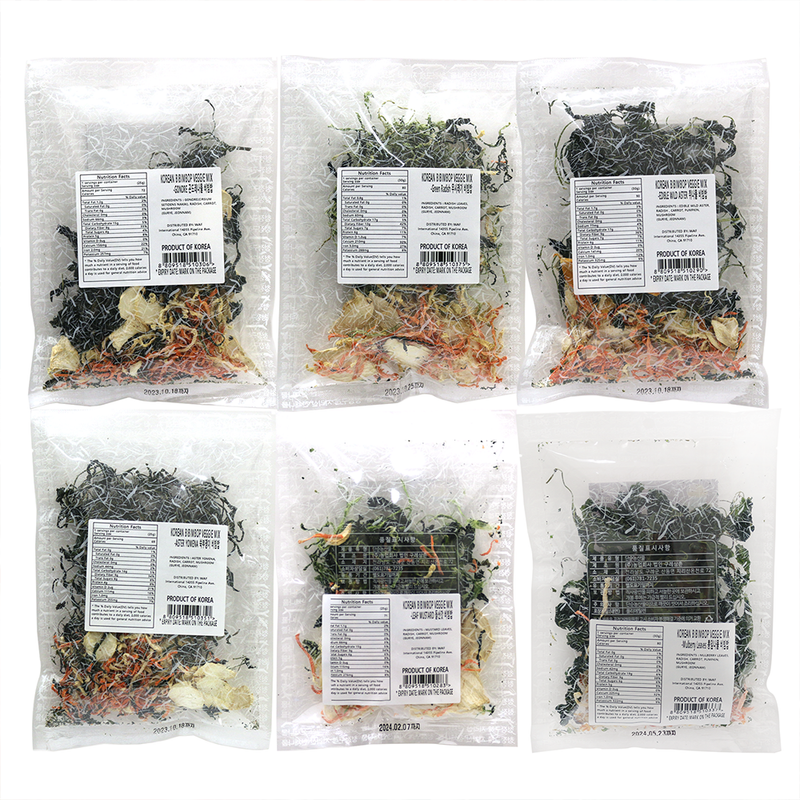 Pack of 6, Korean Bibimbap Veggies Dried Vegetables Mix Korean Food, Assorted Korean Traditional Namulbap Pantry Herbs, Radish Leaves, Aster Scaber, Thistle Gondeurae, Chwinamul, Mustard Greens