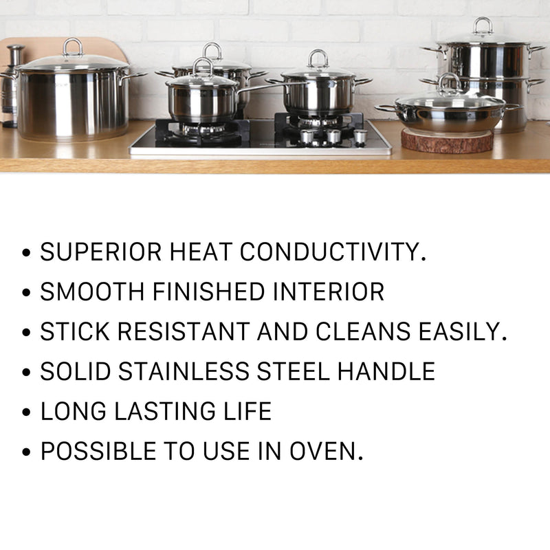 Valarie Korean Tri-Ply Aluminum Stainless Steel Induction Cookware 24 CM 5.9-Quart QT Stockpot With Lid
