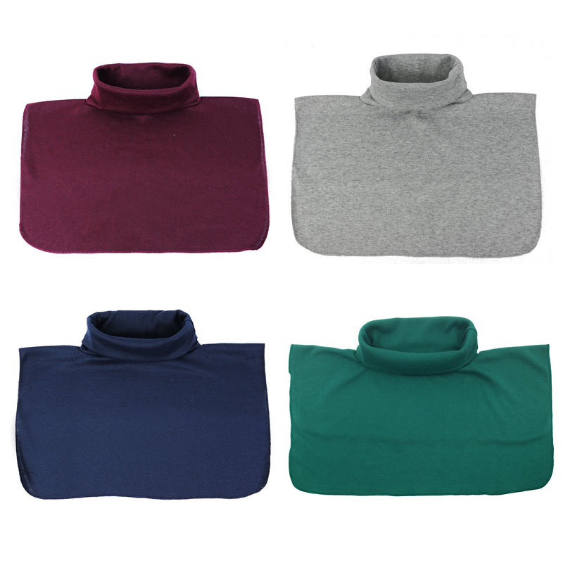 Set of 4, Women Girls Causal Cotton Collar Neck Dickey False Korean Turtleneck Half Top Faux Fake Collar (Maroon, Light Gray, Navy, Dark Green)