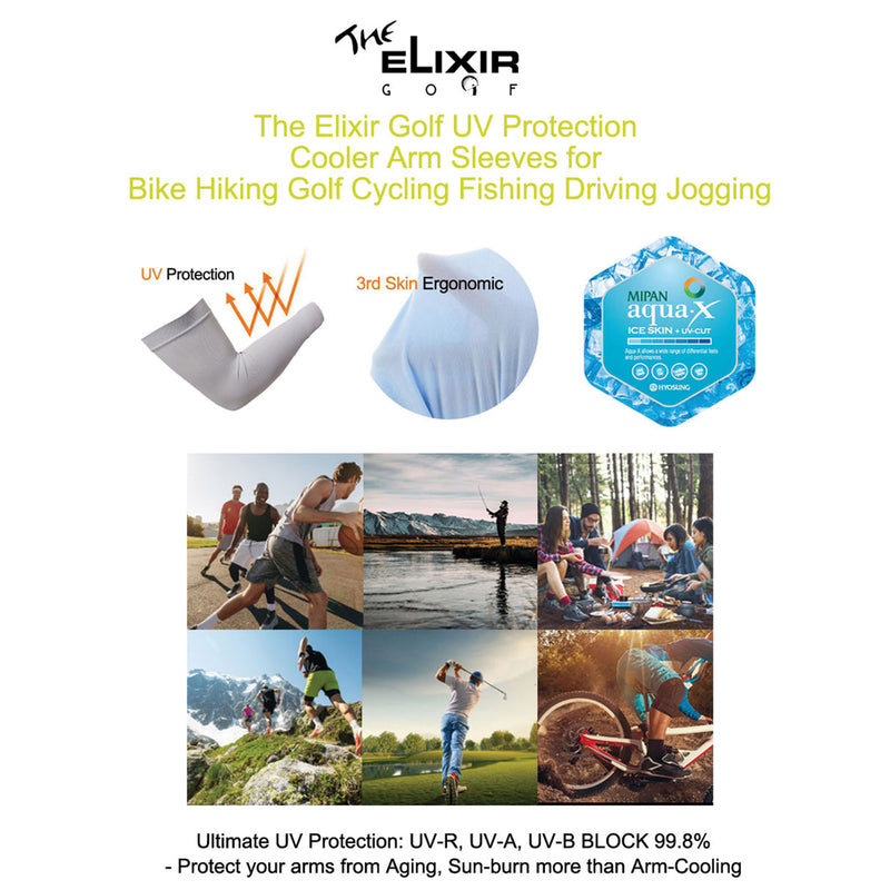 The Elixir Golf 4 Pairs, UV Sun Protection Arm Sleeves for Men & Women, Breathable, Moisture-wicking Tattoo Cover Up Cooling Sports Sleeves UV Protective Cover for Golf Basketball Football