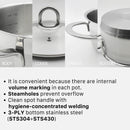 Valarie Korean Tri-Ply Aluminum Stainless Steel Induction Cookware 16 CM 1.6-Quart QT Saucepan With Lid