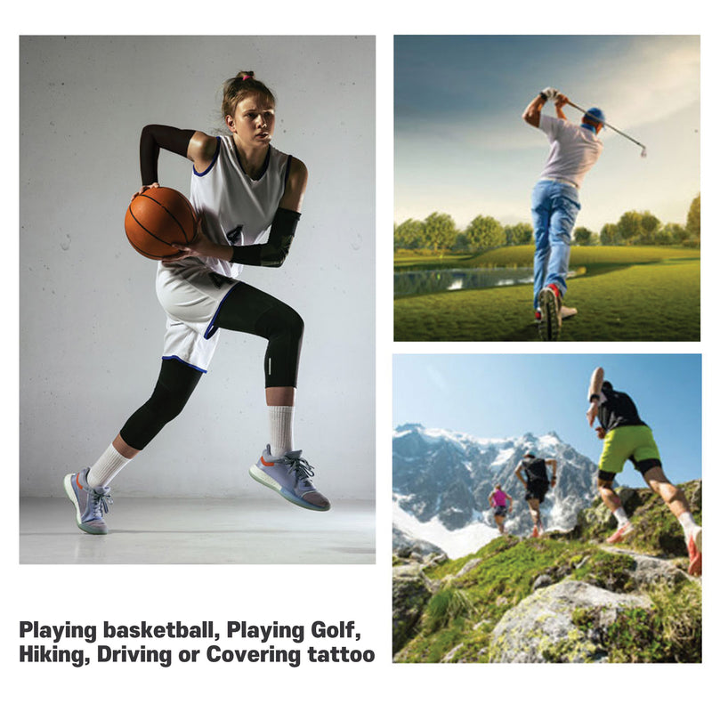 The Elixir Golf 4 Pairs, UV Sun Protection Arm Sleeves for Men & Women, Breathable, Moisture-wicking Tattoo Cover Up Cooling Sports Sleeves UV Protective Cover for Golf Basketball Football